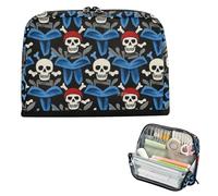 EtherSpher Cartoon White Pirate Skull Pencil Case Box Large Capacity Pen Case Organizer Soft Stationery Pen Bag for Teacher Preppy School Supplies estuches de maquillaje para mujer