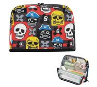 EtherSpher Cartoon White Pirate Skull pencil poucheses Large Capacity Make Up Bags Simple Stationery Pen Bag for College Student Elementary lapiceras para mujer