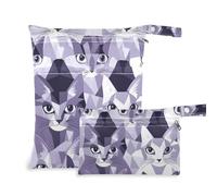EtherSpher Cats Face Lilac and Silver Gray waterproof bag for daycare 2 Pack travel essentials for baby with handles for yoga, gym