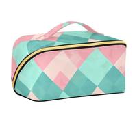 EtherSpher Checkered Pastel Green Designed Cosmetic Bag with dividers stylish Travel Cosmetic Bag For Women Vertical Free-Standing