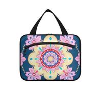 EtherSpher Cherry Blossom Boho Pattern Blue Peach hanging cosmetic bags for women travel with hook, designer essentials skincare bag for trip essentials cruises bolsas para maquillaje de mujer L