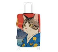 EtherSpher Cherry Blossoms Mount Fuji Japanese Cat Elastic Carry on Luggage Cover Protector Scratchproof Baggage Cover Suitcase Protector Fit 18-32 Inch Luggage