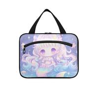 EtherSpher Chibi - Style Cute Mermaid Colorful hanging large toiletry bags for women with hook, designer expandable hanging toiletry bag for women cruises porta cosmeticos mujer para cartera L, chibi