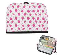 EtherSpher Childish Peach Strawberry Polka Dot Pencil Case Bag Large Capacity Makeup Bags Wide Opening Coin for Women Middle School útiles escolares para ninas