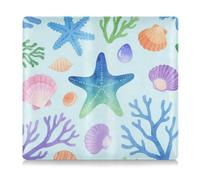 EtherSpher Childish Watercolor under Marine Starfish Colorful Premium Leather Car Registration and Insurance Card Holder Document Wallet for ID, Driver's License, Key Contact Information Cards