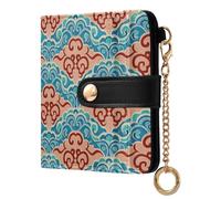 EtherSpher Chinese Culture Cloud Pattern Vintage Convenient Women's Folding Wallet for Women PU Leather Card Wallet for Men Women Travel