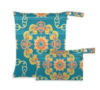 EtherSpher Chinese Culture Flower Pattern Blue zippered bag for daycare 2 Pack travel essentials for baby with handles for travel, travel