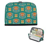 EtherSpher Chinese Unique Culture Pattern Blue Pencil Holder Case Large Capacity Makeup Bags Multifunctional Storage Organizer for Teen Travel bolsas para lapices