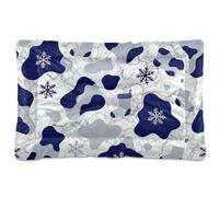 EtherSpher Christmas Cow Fur Print Blue and Gray Washable Pet Bed Mat Soft Comfortable Anti-Slip Bottom Pet Bed for Large Jumbo Medium Small Dogs 36" x 24"