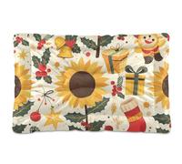 EtherSpher Christmas Lovely Sunflower Holly Washable Dog Sleeping Mattress Soft Anti-Slip Cat Kennel Crate Pad for Medium/Large Dogs 36" x 24"