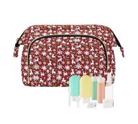 EtherSpher Christmas Snowflake Deer White Red Makeup Bag Lightweight Cosmetic Case Storage Bag Makeup Period Bag for Travel Accessories, Christmas snowflake deer white red, One Size