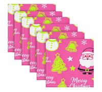 EtherSpher Christmas Snowman and Santa Pink decorative fancy cloth dinner napkins friendly comfortable kitchen servilletas de tela para fiestas 20 x 20in set of 6