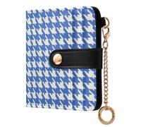 EtherSpher Classical Blue White Houndstooth Fancy Ladies Folding Coin Wallet PU Leather Wallet for Women Boys Girls