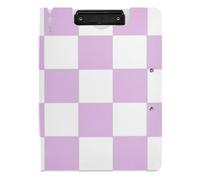 EtherSpher Clipboard Purple and White American Plaid A4 Clipboard Padfolio Double Metal Clips Pen Holder Nursing Clip Board with Cover