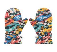 EtherSpher Color Cartoon Cute Racing Car warm toddler girl mittens age 4-5 3 year old snow gloves guantes de para frio S 2-4