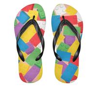 EtherSpher Colorful Cartoon Cute Building Block rubber women flip flops lightweight sandals for women for Shower Swimming Pool yoga