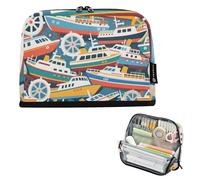 EtherSpher Colorful Cartoon Cute Steamship Pencil Box Case Large Capacity Make Up Bags Stationery Organizer for Girls Travel bolsa para lapices de ninos