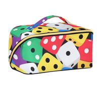 EtherSpher Colorful Cartoon Dice Designed Makeup Bags with dividers Essentials Makeup Bag With Handle Travel-Size Accessories