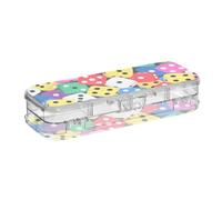 EtherSpher Colorful Cartoon Dice Designed Pencil Storage Box Clear 2 Layer Pencil Containers For Craft Art With Snap And Lid