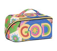 EtherSpher Colorful Cartoon God Cute Designed Cosmetic Bags with dividers Large Makeup Bag With Handle Vertical Free-Standing