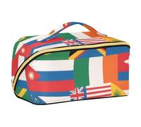EtherSpher Colorful Cartoon National Flag Designed Makeup Bags with dividers Essentials Hanging Travel Toiletry Bag Travel-Size Accessories