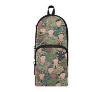 EtherSpher Colorful Cartoon Soldier Army Nylon 3 Compartments Big Pencil Bag Multi-Purpose and Aesthetic Zipper Mesh Pencil Case School Stationery pouching for Women College 1600ml