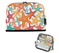EtherSpher Colorful Cartoon Starfish White Pencil Cases Large Capacity Makeup Bags Case Pencil Holder for Teens Kindergarten cartucheras para mujer