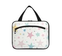 EtherSpher Colorful Cartoon Stars hanging toiletry bags for traveling with hook, designer unisex makeup case for essentials for women vacation bolso de mano para hombre L, Colorful cartoon stars, L