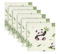 EtherSpher Colorful Cute Panda bamboos decorative reusable cloth napkins holiday napkins for wedding reception cloth para servilletas 20 x 20in set of 6