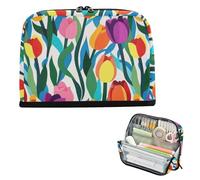 EtherSpher Colorful Flower Beautiful Pencil Case Organizer Large Capacity Makeup Bags Wide Opening Storage Organizer for Boys Middle School estuche de lápices para ninas