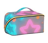 EtherSpher Colorful Fluorescent Hollowed-out Stars Designed Cosmetics Bag with dividers Lightweight Cosmetic Bags With Zipper with Compartments & Handle