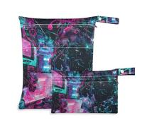 EtherSpher Colorful Future Warrior waterproof bag for diaper 2 Pack travel essentials for babies with handles for yoga, bathing