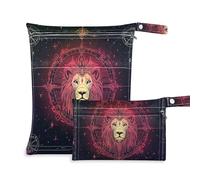 EtherSpher Colorful Glitter Tarot Astrology Lion waterproof dirty clothes bag 2 Pack travel essentials for baby with handles for pool, daycare