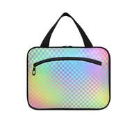 EtherSpher Colorful Laser Design Stripes hanging size toiletries for men with hook, designer portable toiletries bag for women must hotel organizador de maquillaje para L, Colorful laser design