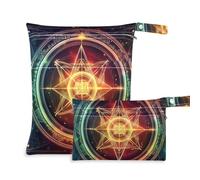 EtherSpher Colorful Mysterious Tarot Astrology washable wet dry bags for diaper bag 2 Pack travel essentials for baby with handles for daycare, baby diapers