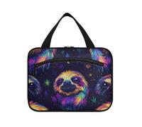 EtherSpher Colorful Neon Sloth hanging toiletry bags for traveling with hook, designer essentials bag with compartments for travel must haves hotel bolso de mano para hombre L, Colorful neon sloth, L