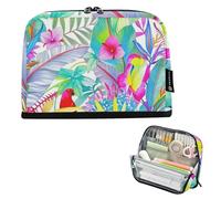 EtherSpher Colorful Tropical Parrot Flowers Pencil Case Box Large Capacity Pen Bags Multifunctional Stationery Organizer for Teen Girls Travel bolsa para lapices de ninas