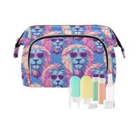 EtherSpher Cool Blue Purple Lion Cosmetic Bags Waterproof Makeup Travel Bag Makeup Period Bag for Cosmetic Travel, Cool blue purple lion, One Size