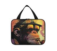 EtherSpher Cool Gorilla Black hanging large hanging travel toiletry bag with hook, designer cute medicine bags for travel accessories toilet maleta para maquillaje L, cool gorilla black, L