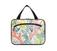 EtherSpher Coral Seagrass Light Color hanging travel make up bags with hook, designer cute toiletry bags for cruise travel vacation bolso para maquillaje de mujer L, Coral seagrass light color, L