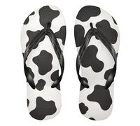 EtherSpher Cow Print Black White rubber flip flops mens lightweight womens flip for Shower Swimming Pool wedding