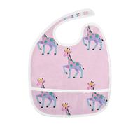 EtherSpher Cute Animal Giraffe Bow Yellow Peach Adjustable Feeding Bibs with Button Snap Bibs and Burp Cloths 2 Pack baberos plasticos para