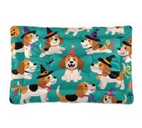 EtherSpher Cute Brown Beagle Dog Pumpkin for Halloween Washable Pet Mattress Non-Slip Soft Comfortable Kennel Pad for Medium/Large Dogs 36" x 24"