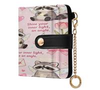 EtherSpher Cute Cartoon Angel Raccoon Cute Women's Leather Folding Wallet PU Leather Bifold Wallet for Men Women Travel