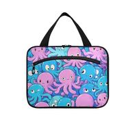 EtherSpher Cute Cartoon animal sea Blue Purple hanging bag for women travel with hook, designer chic shaving kit bag for men for dad toilet cartera para maquillaje L, Cute cartoon animal sea Blue