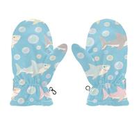 EtherSpher Cute Cartoon Blue Shark cute toddler snow mittens kids winter gloves guantes para el frio ni?os M 4-6