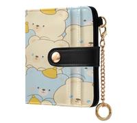 EtherSpher Cute Cartoon Cry Bear Portable Women's Leather Folding Wallet PU Leather Wallet with Card Slots for Woman Girl