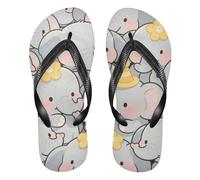 EtherSpher Cute Cartoon Elephants Grey rubber flip flops comfortable beach sandals for Outdoor Swimming, Hiking, Travel beach