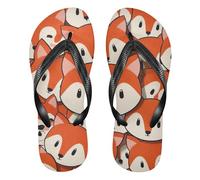 EtherSpher Cute Cartoon Fox Orange rubber flip flops for men waterproof flops women for Shower Swimming Pool beach