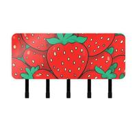 EtherSpher Cute Cartoon Fruit Red Strawberries Key Holder Wall Mount with Mail Organizer & 5 Self-Adhesive Hanging Living Room Decor Key hookrack for Hallway